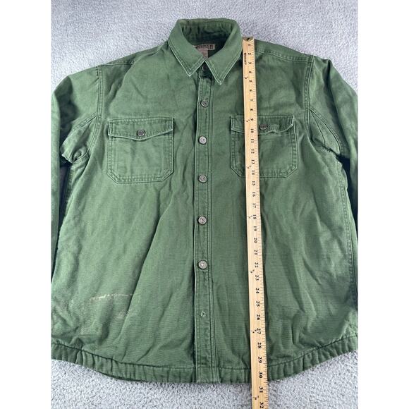 Duluth Trading Jacket Mens Large Green Canvas Fleeve Lined Warm Workwear Heavy - Picture 10 of 14